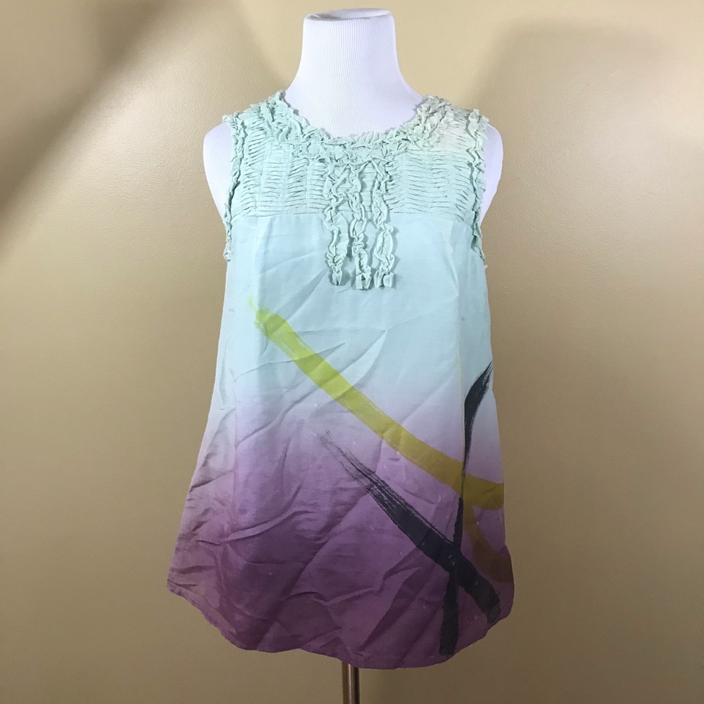 MM Couture by Miss Me Teal Pink Ombré Top Small